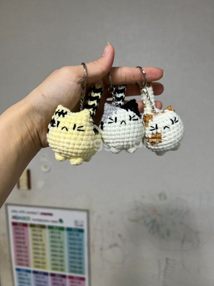 손뜨개 고양이 키링(열쇠고리.가방고리.)--3