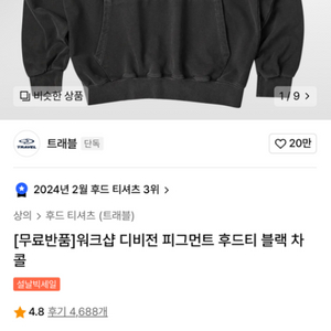 워크샵 디비전 피그먼트 후드티