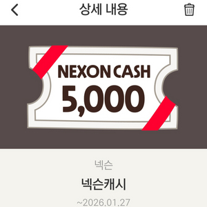 넥슨 캐시 5000원권