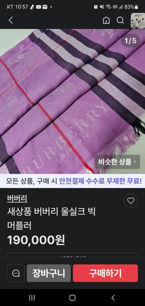 버버리 머플러--5