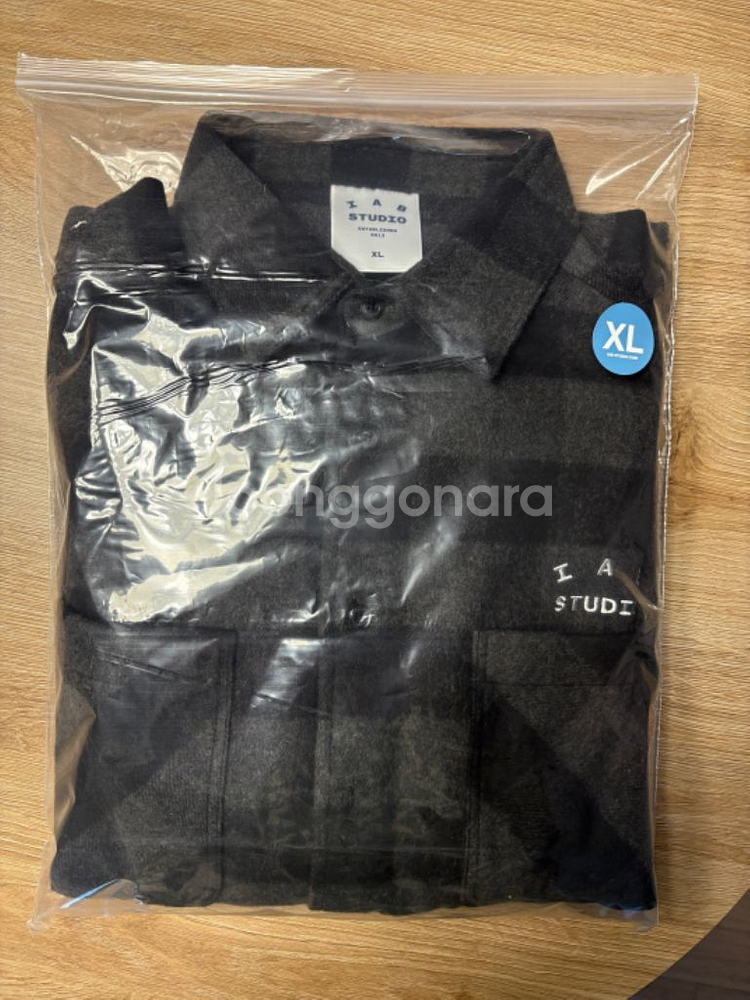 아이앱 스튜디오 깅엄 체크 셔츠 블랙 화이트 XL--1