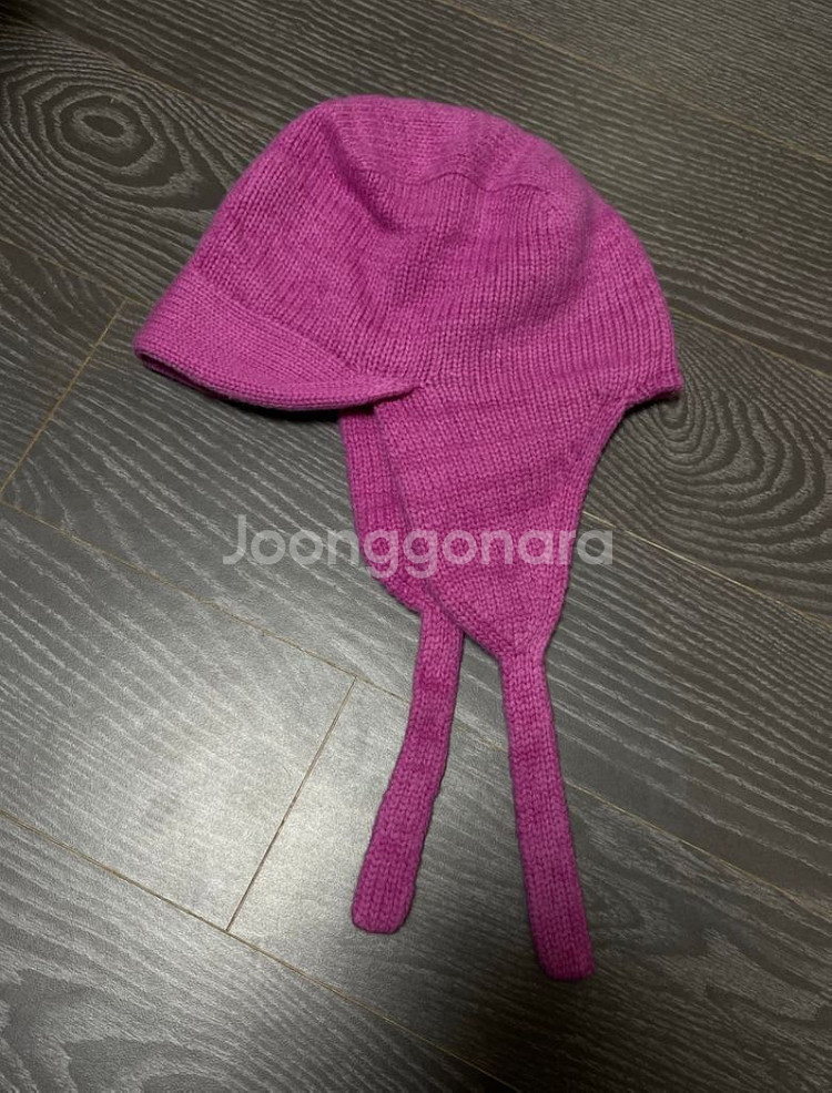 캐시미어 100% 핑크 귀도리 모자--1