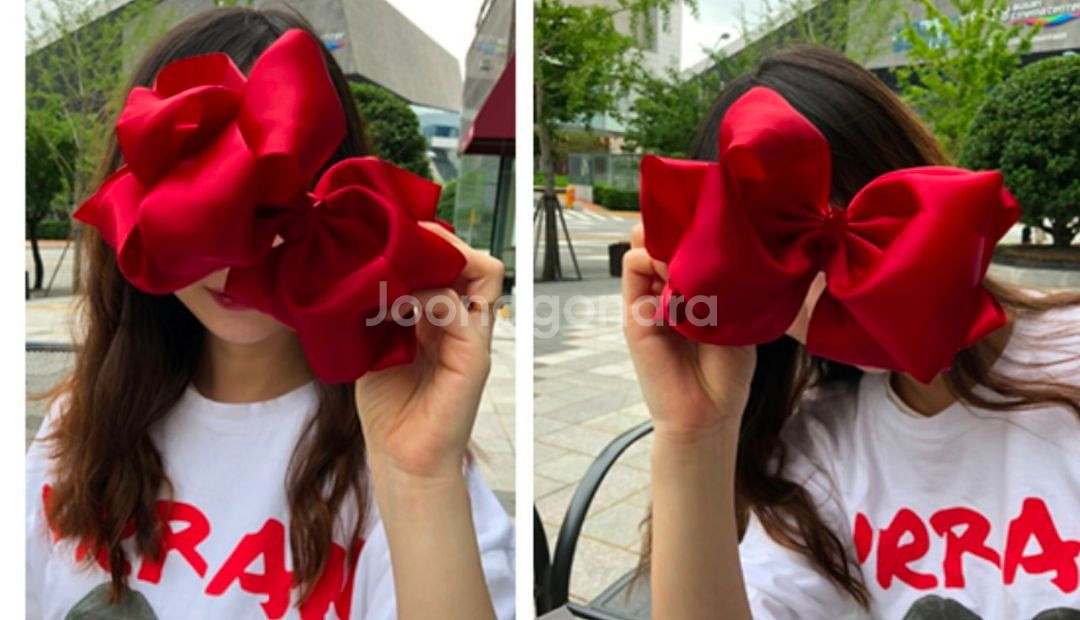 <새상품> 공단 왕리본핀 <다크레드,네이비> 2개세트--1
