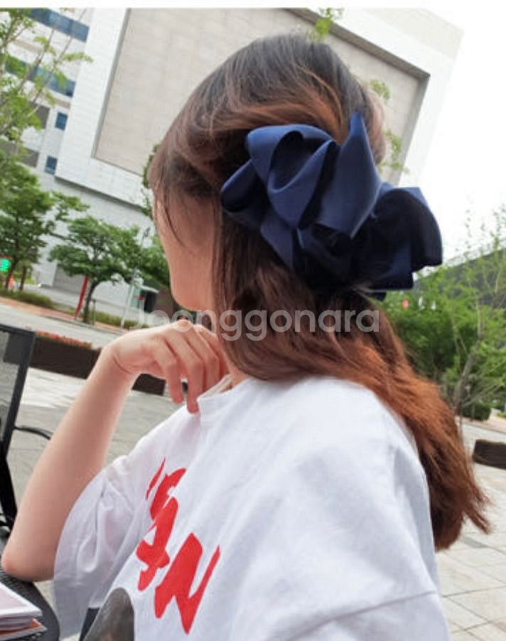 <새상품> 공단 왕리본핀 <다크레드,네이비> 2개세트--2