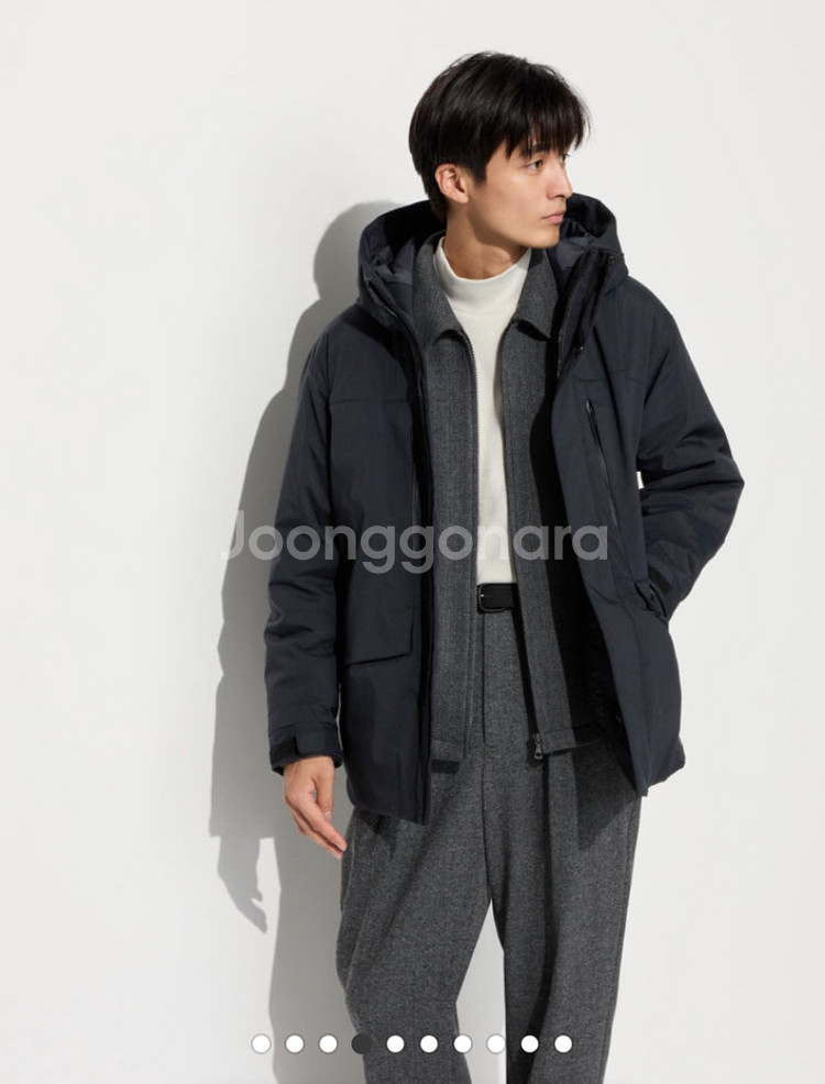 유니클로 24F 하이브리드 다운 파카 블랙 2XL--1