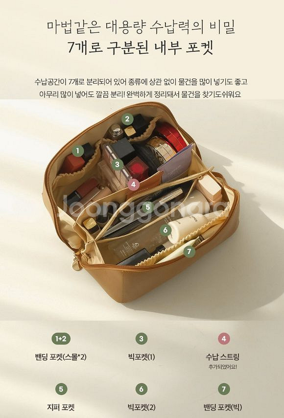 [뷰랩] 빅버전 대용량 여행 파우치_블랙 색상--4
