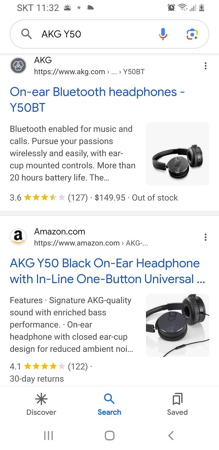 온이어 블루투스 헤드폰 AKG Y50 중고상태 14.0--1