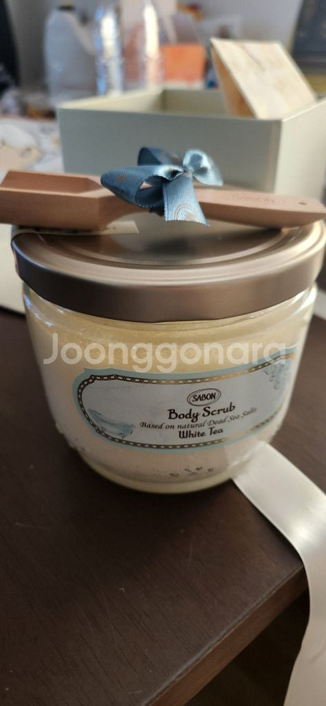사봉 바디스크럽 600g 화이트티 우드스푼 포함 (미개--2