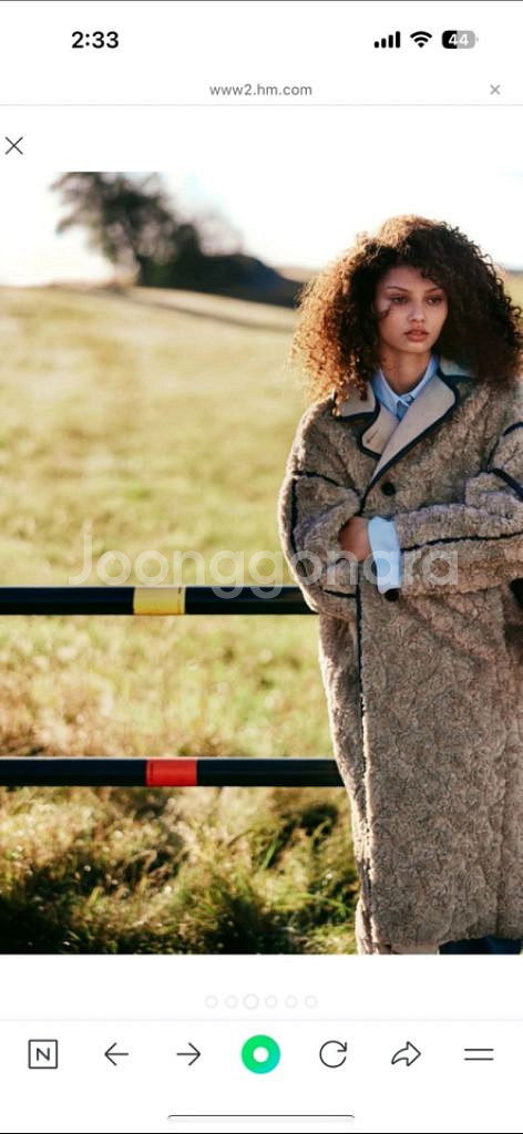 H&M 테디베어 코트 베이지--3