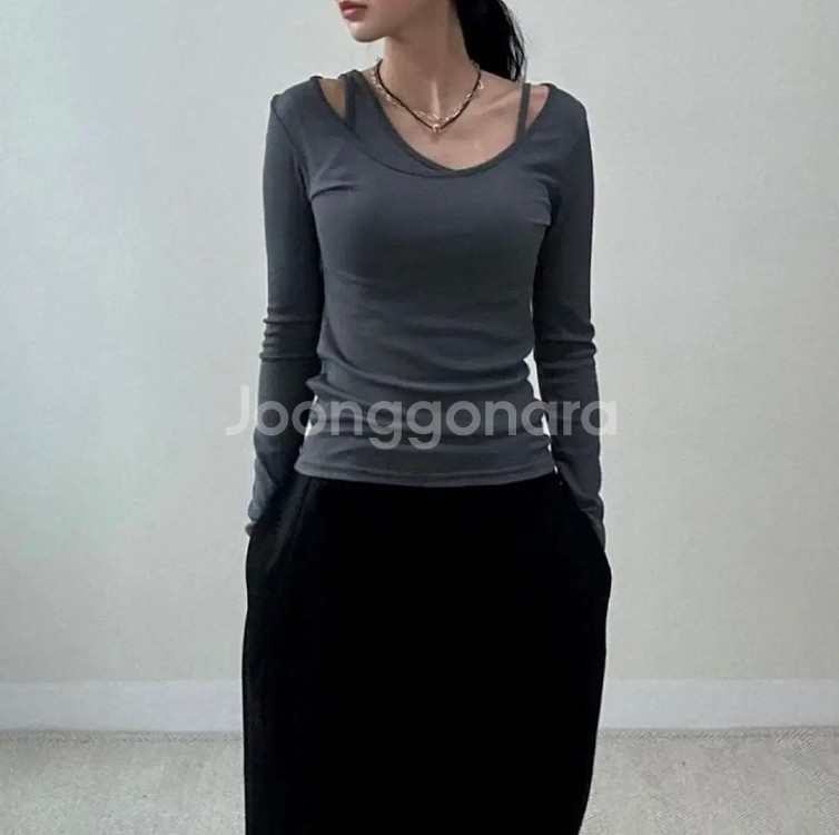 아델리오 미뉴에트 라룸 베이지 레이어드 나시 긴팔티--3
