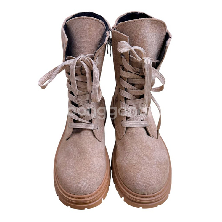 230스웨이드 워커 장화 지퍼 레이스업 로우힐 앵클부츠--1