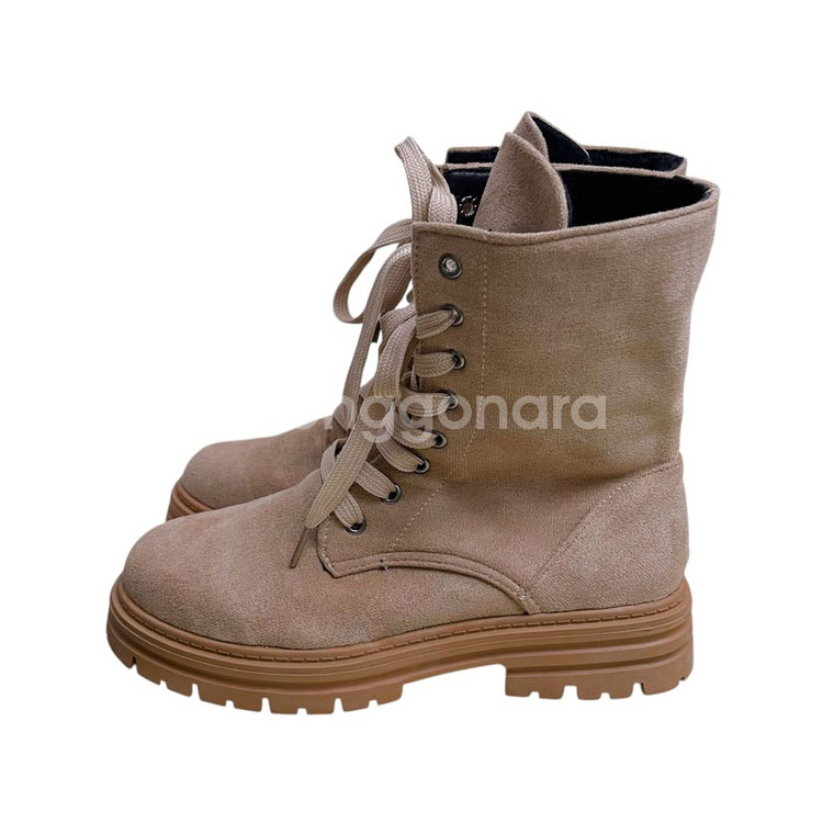 230스웨이드 워커 장화 지퍼 레이스업 로우힐 앵클부츠--3