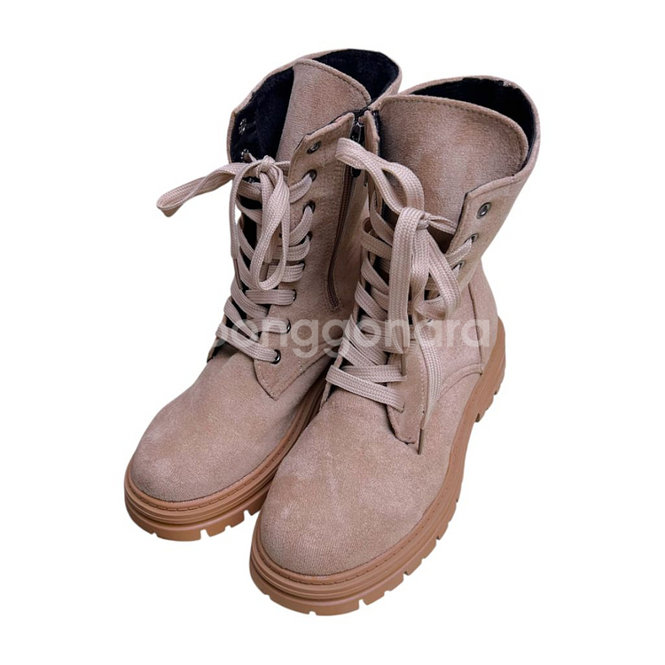 230스웨이드 워커 장화 지퍼 레이스업 로우힐 앵클부츠--0