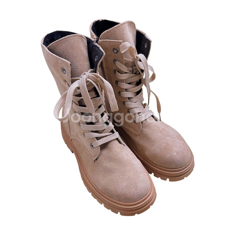 230스웨이드 워커 장화 지퍼 레이스업 로우힐 앵클부츠--2