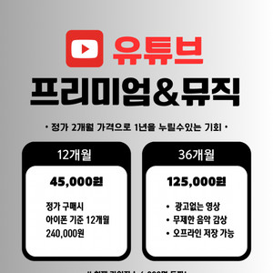 유튜브 프리미엄 뮤직 12개월