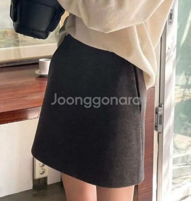 미뉴에트 가내스라 드온도 챠콜 차콜 그레이 울스커트--1