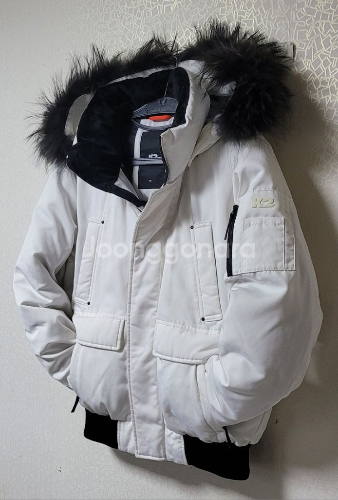 케이투 덕다운 봄버재킷 숏패딩 너구리털 남성S 여성L--1