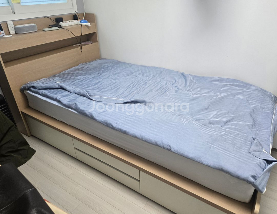 침대(싱글)서랍장겸용,메트리스포함--0