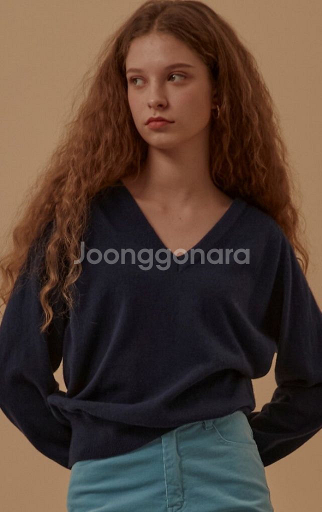 더름 Berry 베리 캐시미어 브이넥 니트 - 그레이--7