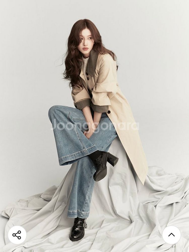 트와이스 사나 코트 르니나 싱글버튼 롱 트렌치코트--1