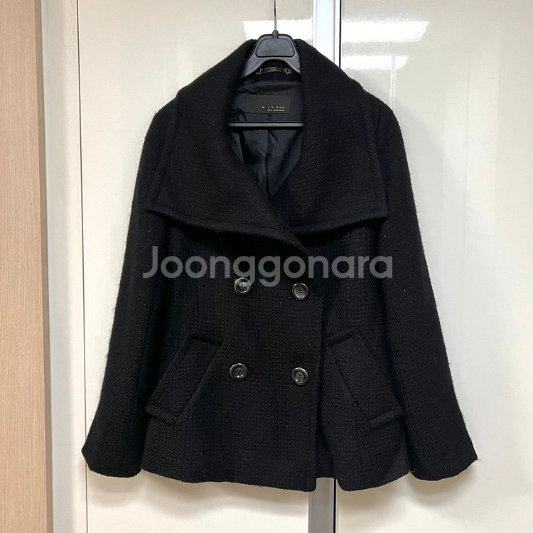 미샤 MICHAA 빅카라 울 자켓 은사 글리터 숏코트--0