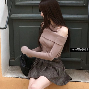 라벨르블랑 테리 홀터넥 오프숄더 니트 베이지 판매