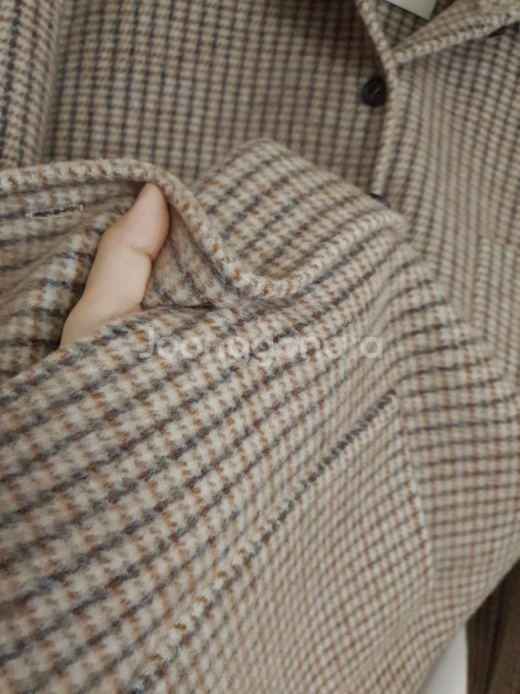 25만원대 울90% 핸드메이드 코트 / 체크 핸메 새옷--6