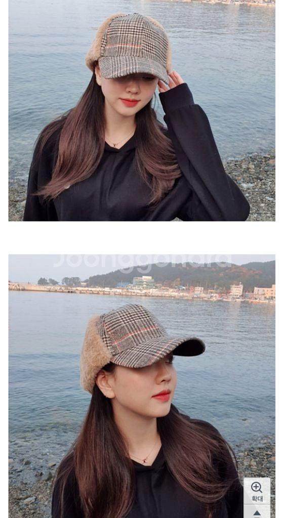 체크패턴 귀덮개모자(남녀공용)--0