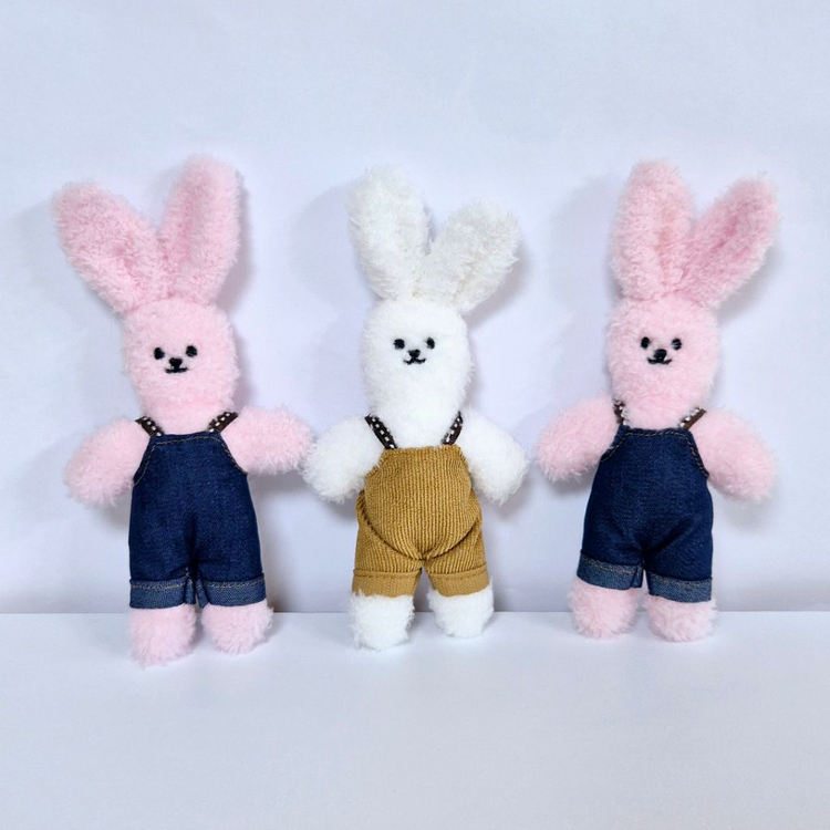 리틀 바니 멜빵 바지 토끼 인형 키링 가방고리 볼체인 이미지