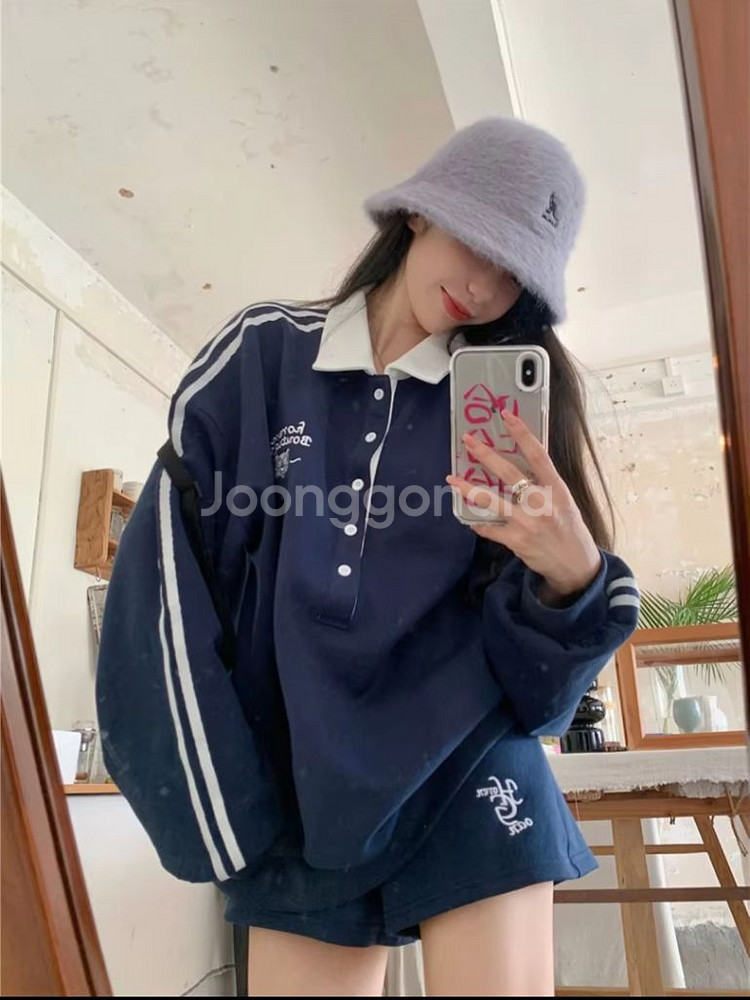 뉴트로 블록코어 오버핏 카라티(남녀공용)--3