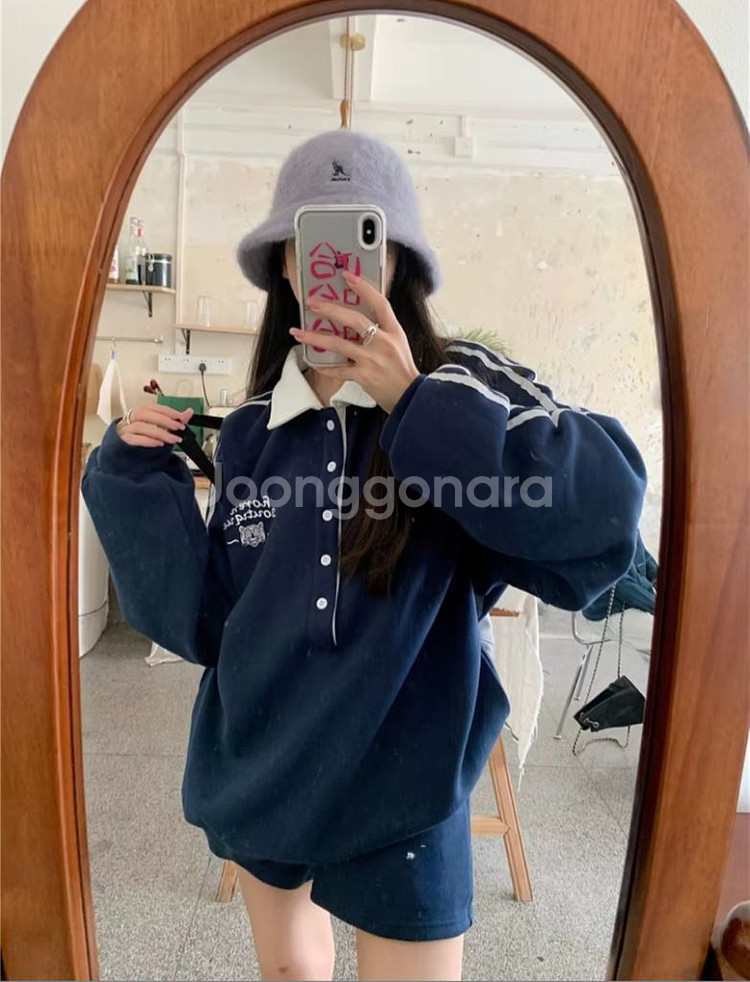 뉴트로 블록코어 오버핏 카라티(남녀공용)--2