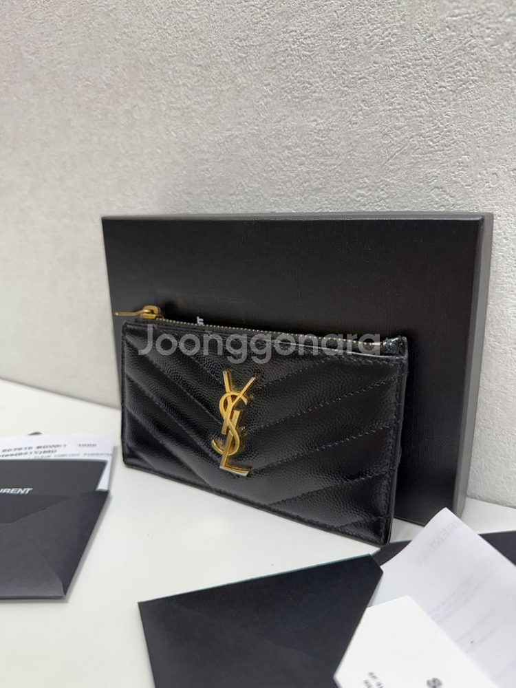 (백화점)생로랑 마틀라세 지퍼 카드지갑 금장--1