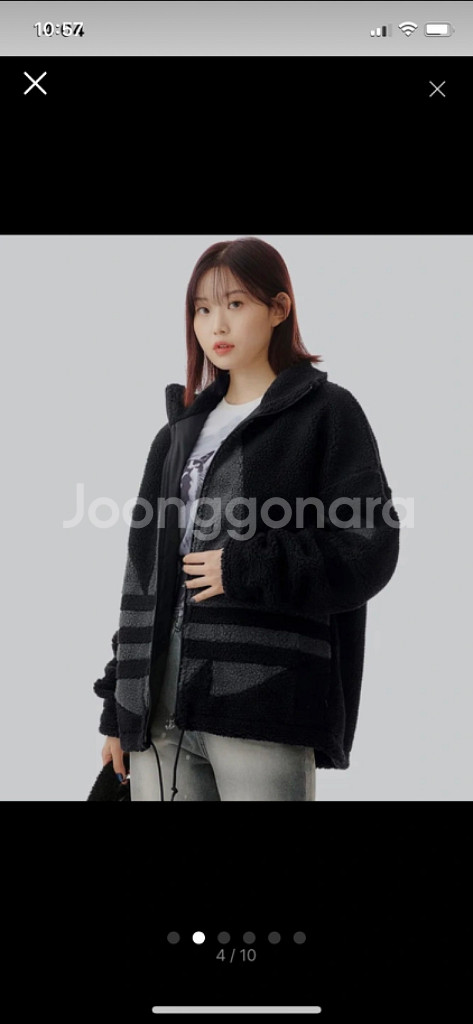 아디다스 빅 트레포일 쉐르파 재킷--1
