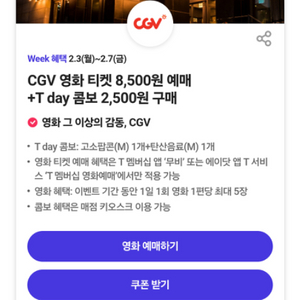 cgv t데이 콤보 2500구매권