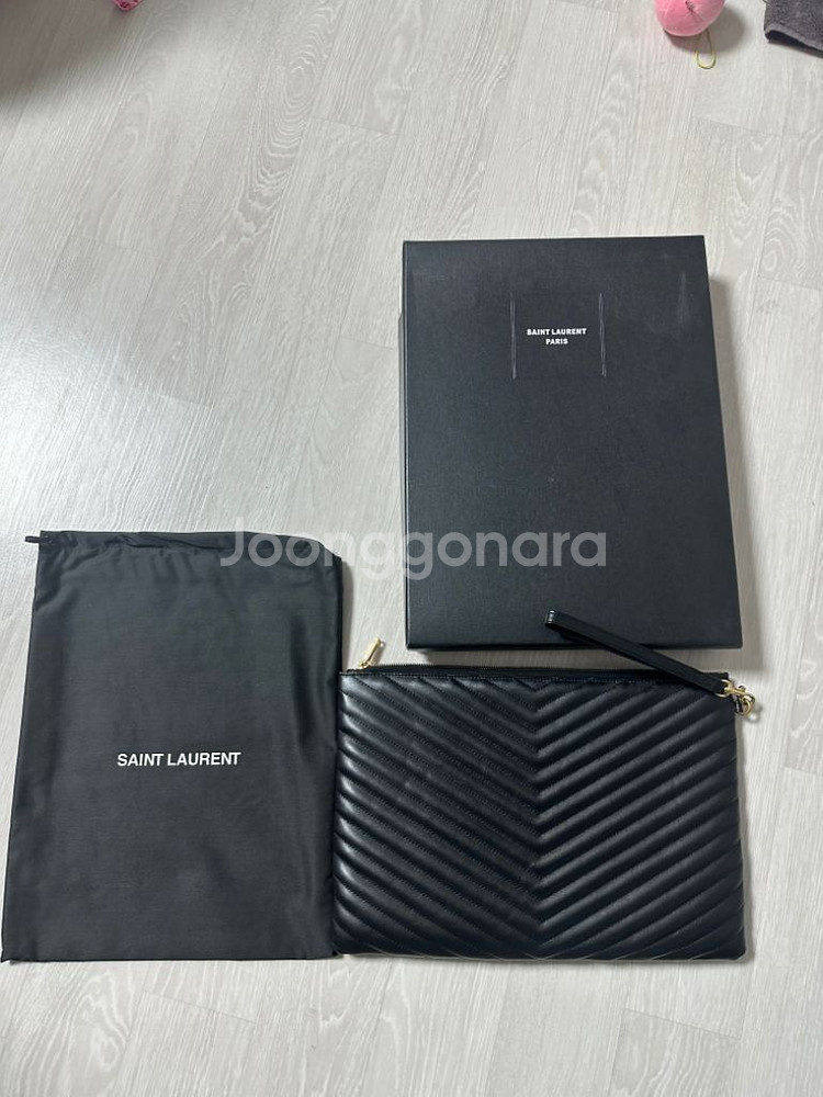 입생로랑 금장 클러치백 라지--1