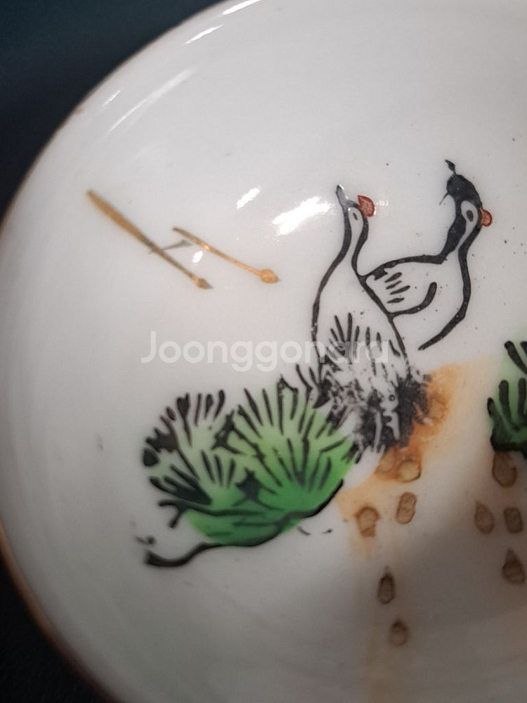 왜사기 근대사 송학도 분채 잔 2점--6