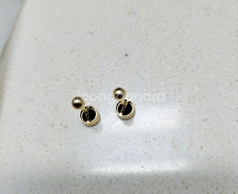 14k 블랙원피어싱+ 하트담수진주 피어싱--3