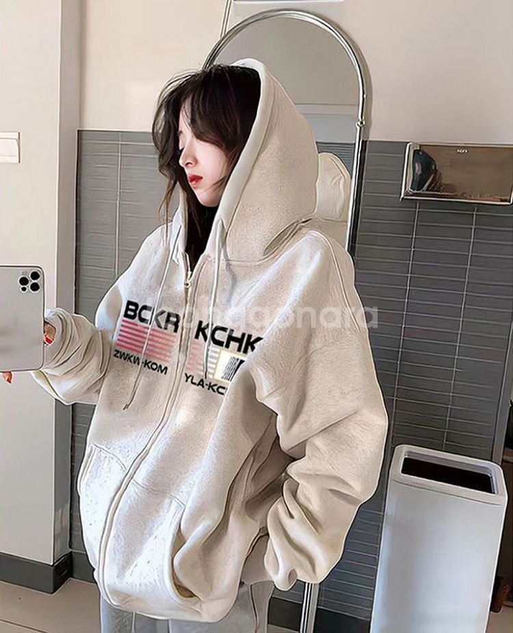 오버핏 기모 후드집업 (남녀공용)--2