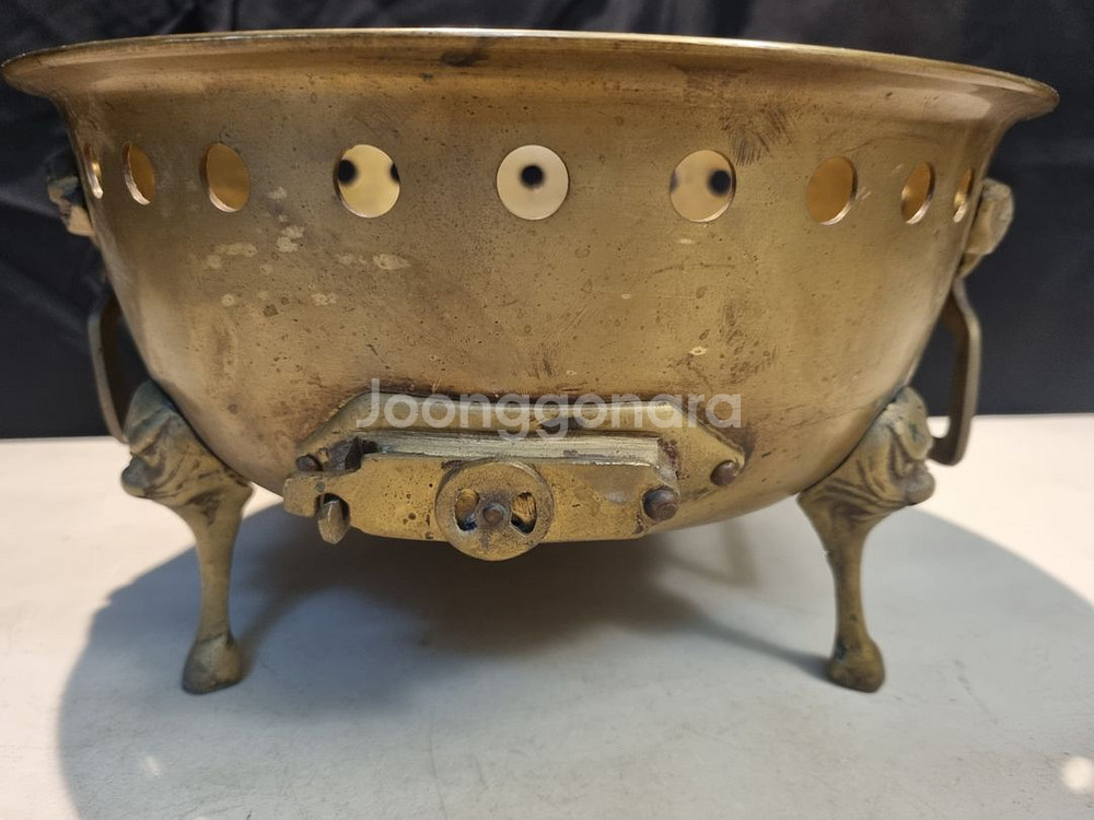 황동 ( 방짜유기 ) 고기 화로 외 불판 2개--2