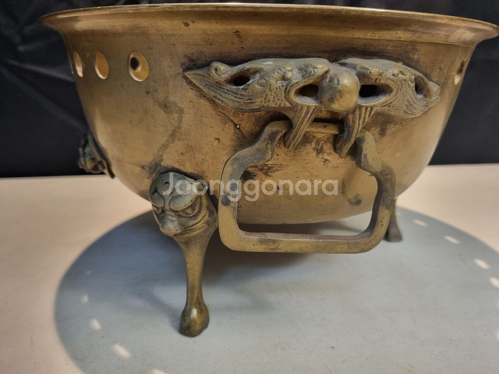 황동 ( 방짜유기 ) 고기 화로 외 불판 2개--3