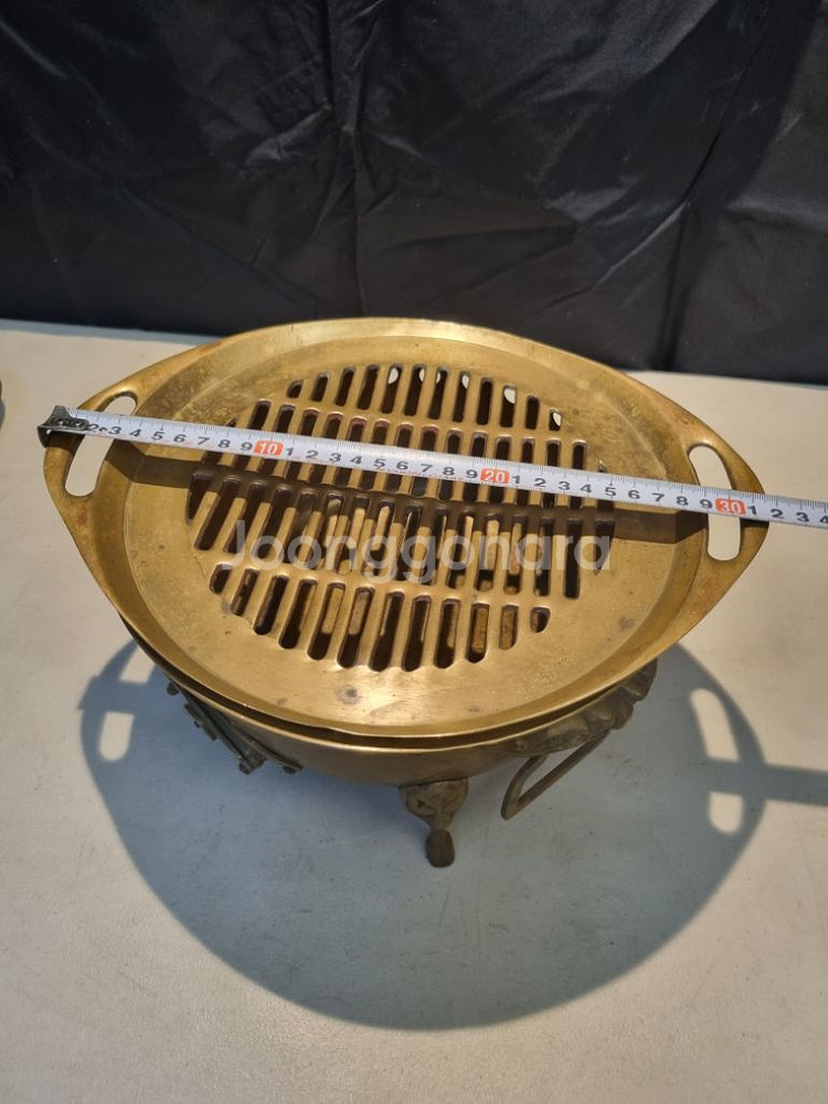 황동 ( 방짜유기 ) 고기 화로 외 불판 2개--8