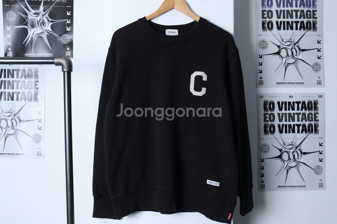 (M) 커버낫 맨투맨 티셔츠 블랙 올드스쿨 기본핏--1