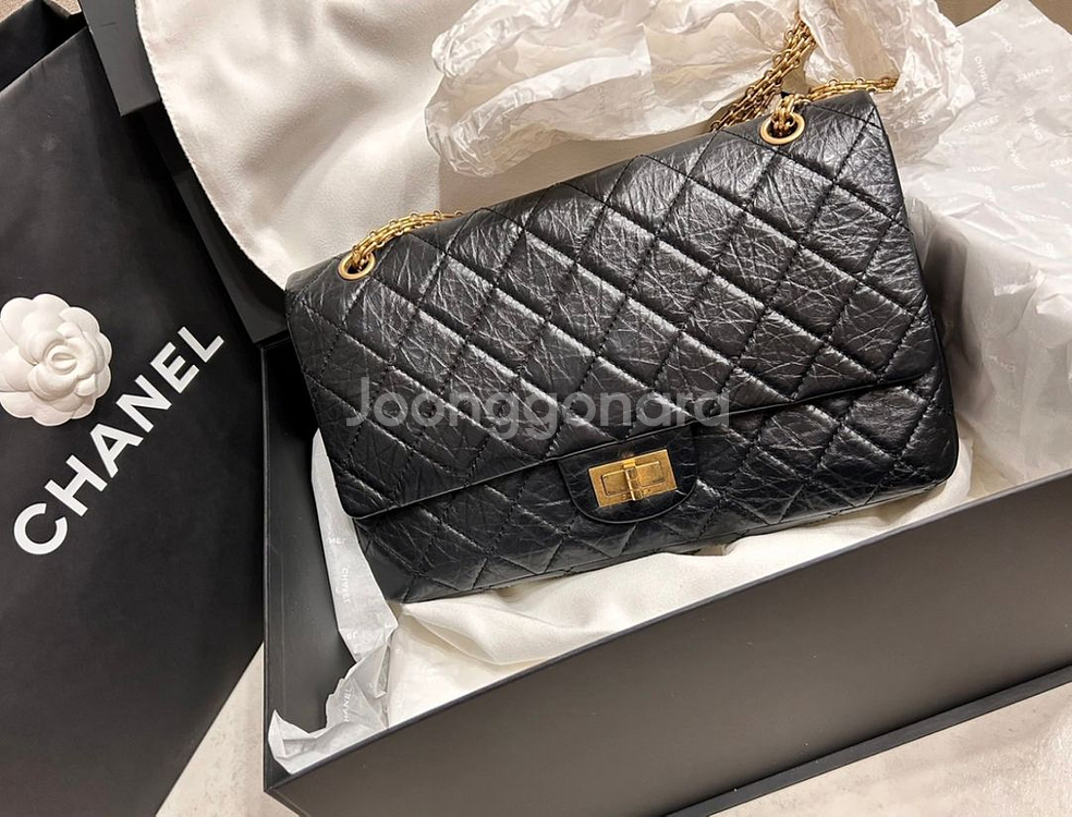 샤넬 빈티지 2.55 large 골드체인--1