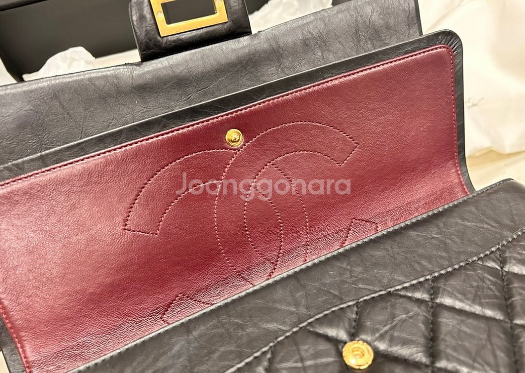 샤넬 빈티지 2.55 large 골드체인--5