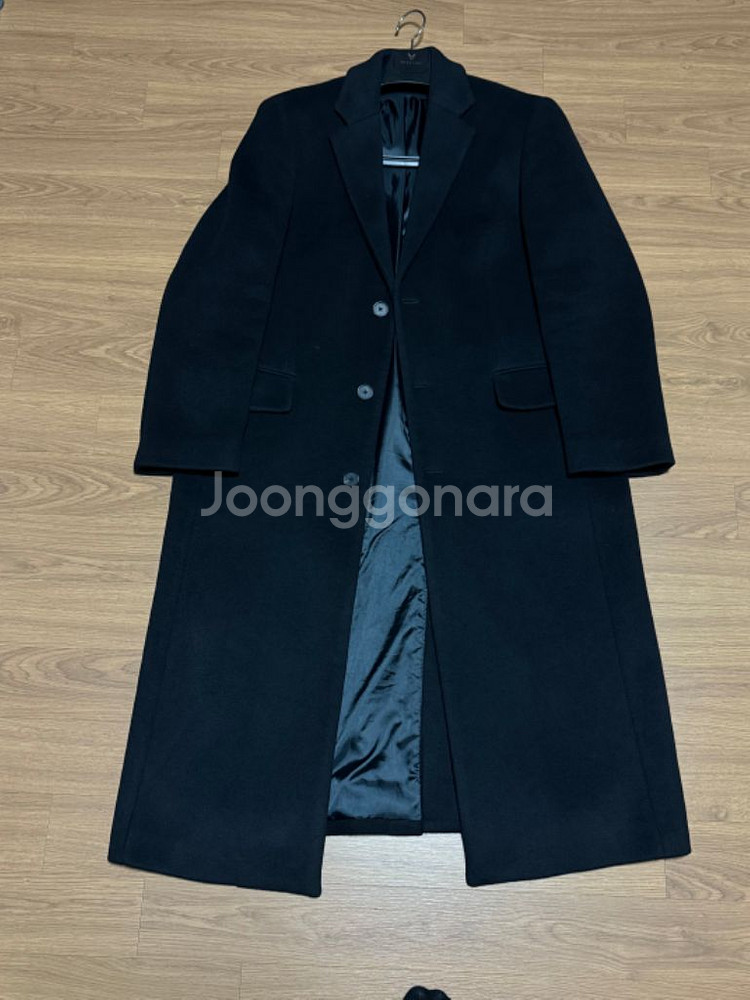 무탠다드 캐시미어 블렌드 대디 숄더 싱글 롱 코트 L--1