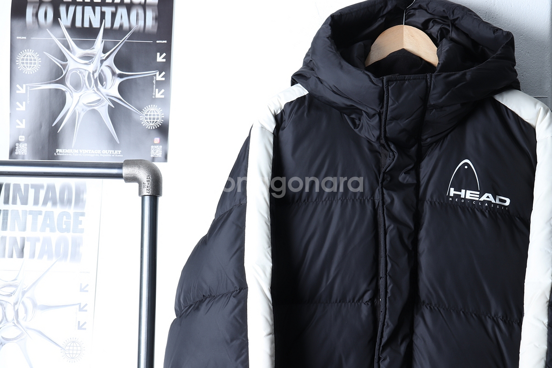 (XL) 헤드 롱패딩 점퍼자켓 블랙 올드스쿨 기본핏--2
