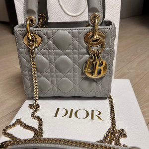 Lady Dior 미니 백 오팔린 그레이펄까나쥬양가죽