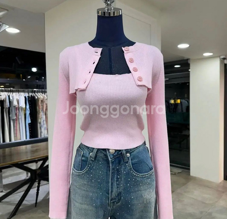 알왕 수입 볼레로 나시 가디건 섹시 큐티 청순 세트 탑--0