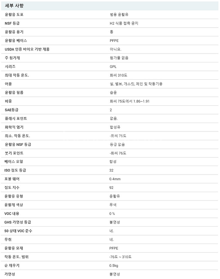 크라이톡스 구리스 그리스 윤활제 GPL-103 0.5--2
