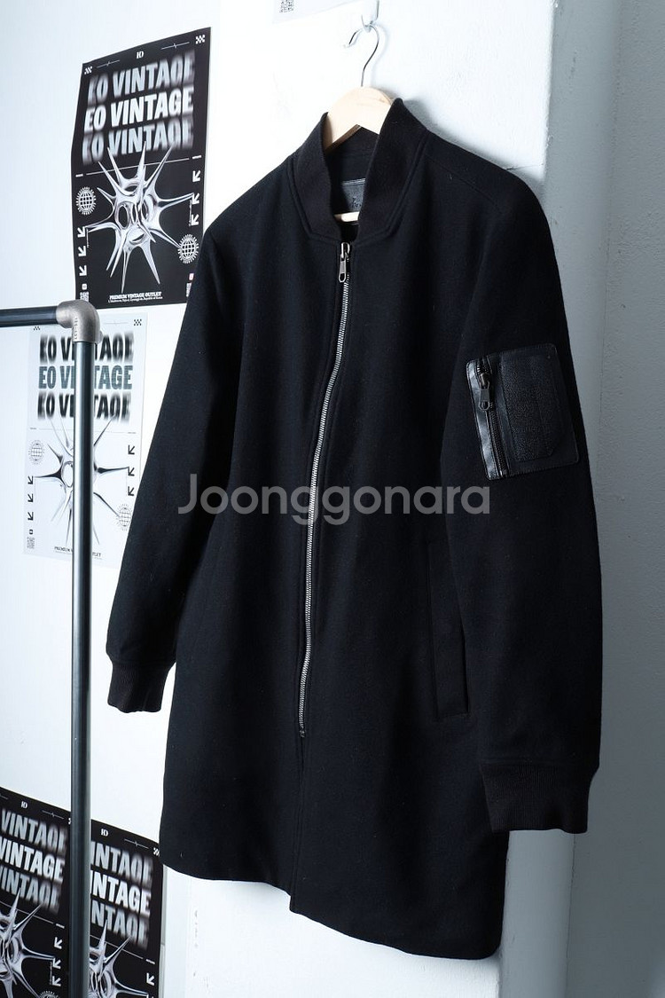 (XL) 지오송지오 코트자켓 블랙 울 올드스쿨--0